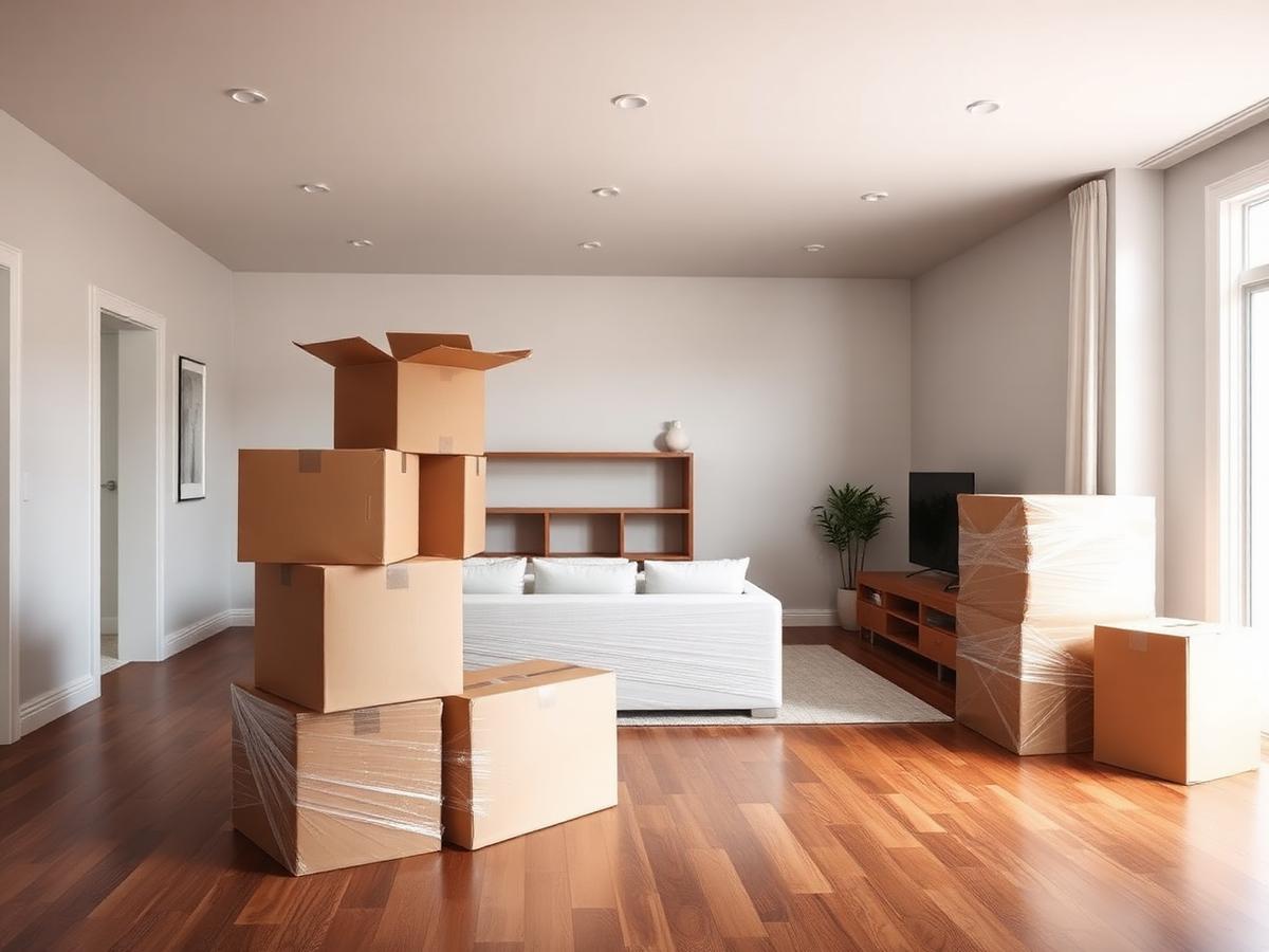 Wrapped furniture and boxes inside a Franklin, TN home
